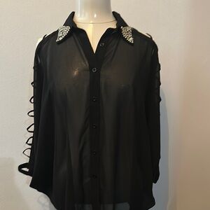 Embellished Black Women's Top